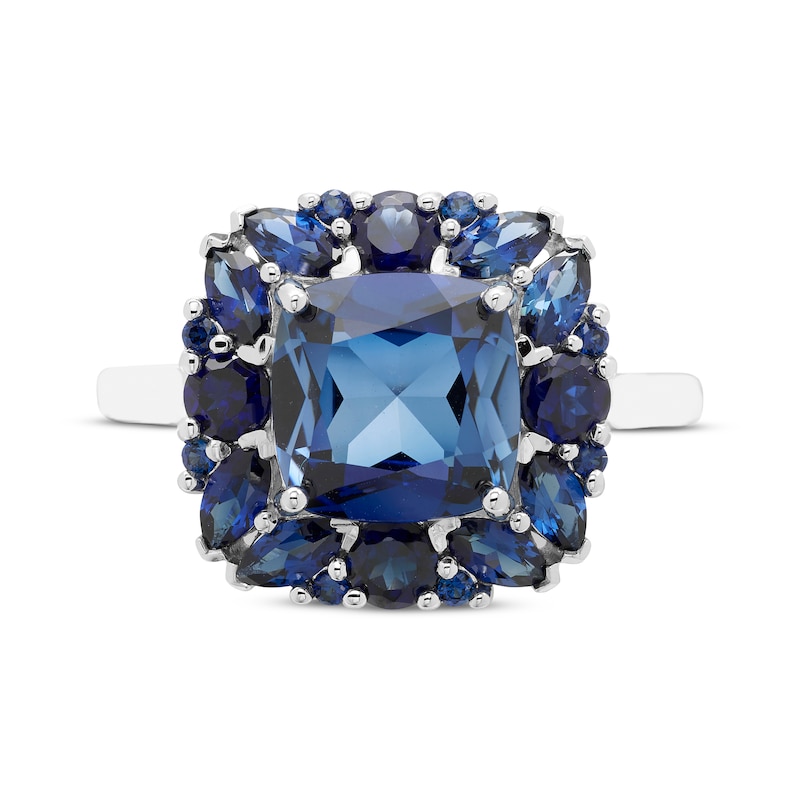 Main Image 3 of Multi-Shape Blue Lab-Created Sapphire Cocktail Ring Sterling Silver