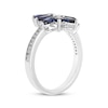 Thumbnail Image 2 of Marquise-Cut Blue & Round-Cut White Lab-Created Sapphire Cocktail Ring Sterling Silver