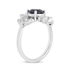 Thumbnail Image 2 of Round-Cut London Blue Topaz & Diamond Leaf Frame Ring 1/15 ct tw Sterling Silver