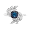Thumbnail Image 3 of Round-Cut London Blue Topaz & Diamond Leaf Frame Ring 1/15 ct tw Sterling Silver