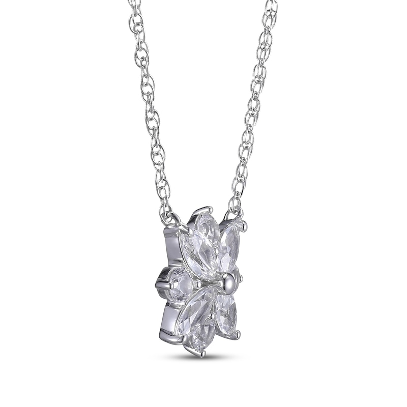 Main Image 2 of Marquise & Round-Cut White Lab-Created Sapphire Necklace Sterling Silver 18”