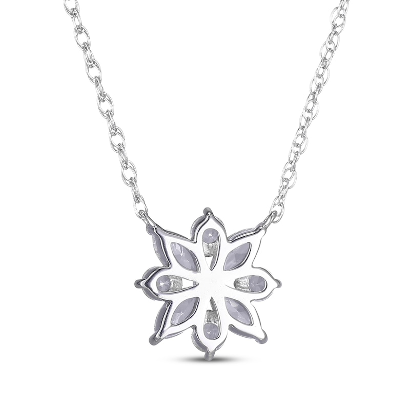 Main Image 3 of Marquise & Round-Cut White Lab-Created Sapphire Necklace Sterling Silver 18”