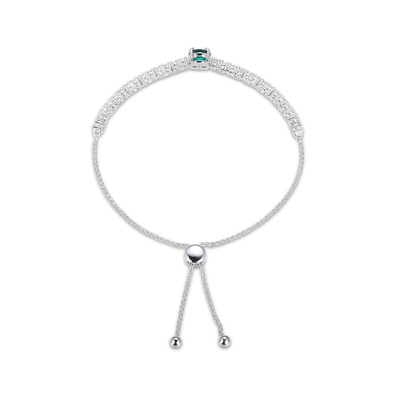 Round-Cut Lab-Created Emerald & White Lab-Created Sapphire Bolo Bracelet 9.5"
