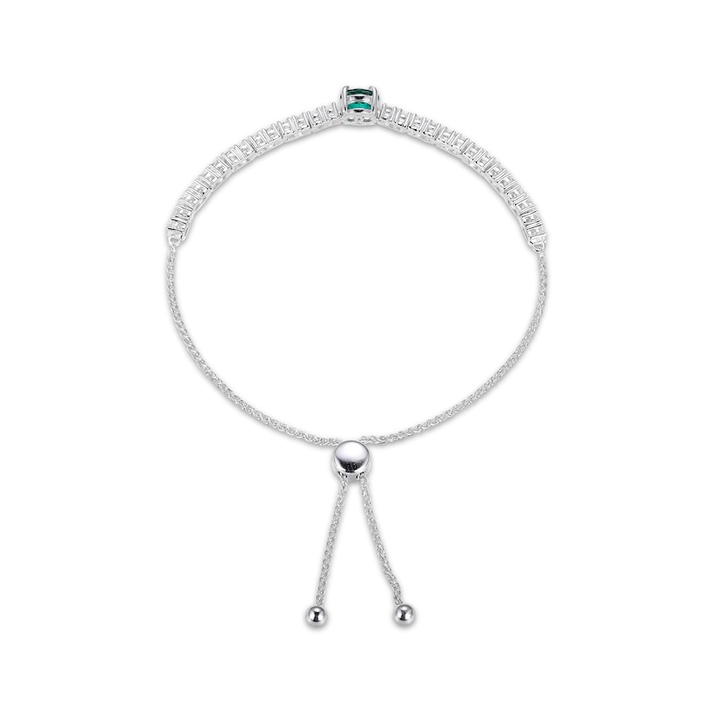 Main Image 2 of Round-Cut Lab-Created Emerald & White Lab-Created Sapphire Bolo Bracelet 9.5&quot;