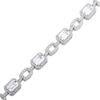 Thumbnail Image 2 of Emerald & Round-Cut White Lab-Created Sapphire Bracelet Sterling Silver 7.25”