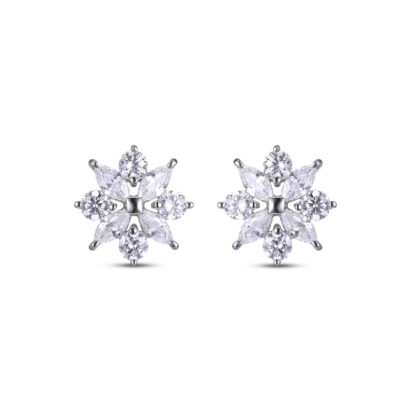 Main Image 2 of Marquise & Round-Cut White Lab-Created Sapphire Stud Earrings Sterling Silver