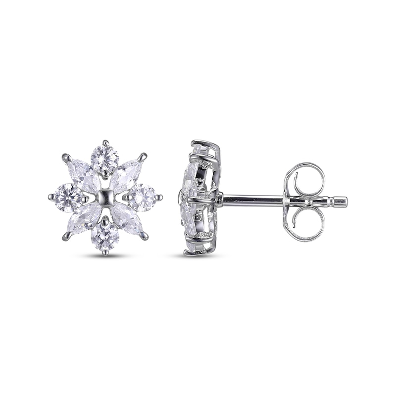 Main Image 3 of Marquise & Round-Cut White Lab-Created Sapphire Stud Earrings Sterling Silver