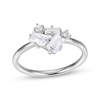 Thumbnail Image 1 of Baguette & Round-Cut White Lab-Created Sapphire Scatter Ring Sterling Silver