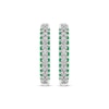 Thumbnail Image 2 of Round-Cut Lab-Created Emerald & White Lab-Created Sapphire Hoop Earrings Sterling Silver