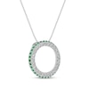Thumbnail Image 2 of Round-Cut Lab-Created Emerald & White Lab-Created Sapphire Circle Necklace Sterling Silver 18”