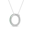 Thumbnail Image 3 of Round-Cut Lab-Created Emerald & White Lab-Created Sapphire Circle Necklace Sterling Silver 18”