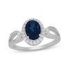 Oval-Cut Blue Lab-Created Sapphire & Round-Cut White Lab-Created Sapphire Ring Sterling Silver