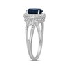 Oval-Cut Blue Lab-Created Sapphire & Round-Cut White Lab-Created Sapphire Ring Sterling Silver
