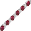 Thumbnail Image 1 of Oval-Cut Lab-Created Ruby & Round-Cut White Lab-Created Sapphire S-Curve Bracelet Sterling Silver 7.5”