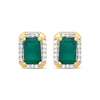 Thumbnail Image 2 of Emerald-Cut Emerald & Round-Cut Diamond Stud Earrings 1/10 ct tw 10K Yellow Gold