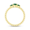 Thumbnail Image 3 of Round-Cut Lab-Created Emerald Three-Stone Beaded Ring 10K Yellow Gold