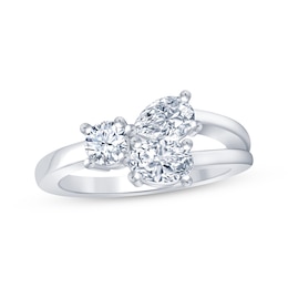 Multi-Shape White Lab-Created Sapphire Scatter Ring Sterling Silver