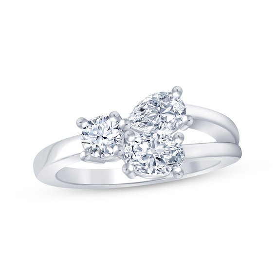 Multi-Shape White Lab-Created Sapphire Scatter Ring Sterling Silver