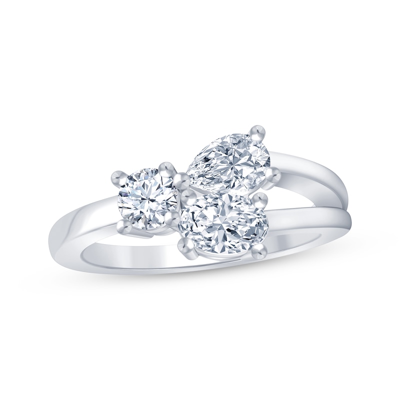 Main Image 1 of Multi-Shape White Lab-Created Sapphire Scatter Ring Sterling Silver
