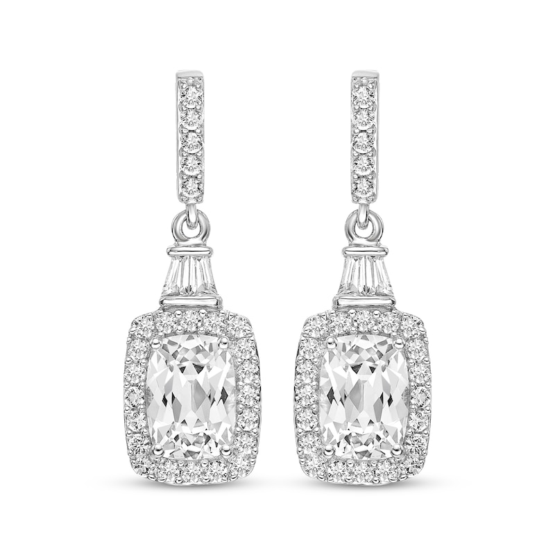 Main Image 2 of Multi-Shape White Lab-Created Sapphire Drop Earrings Sterling Silver