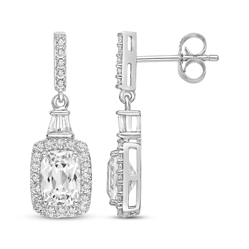 Main Image 3 of Multi-Shape White Lab-Created Sapphire Drop Earrings Sterling Silver