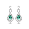 Thumbnail Image 2 of Pear-Shaped Lab-Created Emerald & Round-Cut White Lab-Created Sapphire Dangle Earrings Sterling Silver