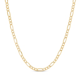Figaro Chain Necklace 3.9mm Hollow 10K Yellow Gold 22"