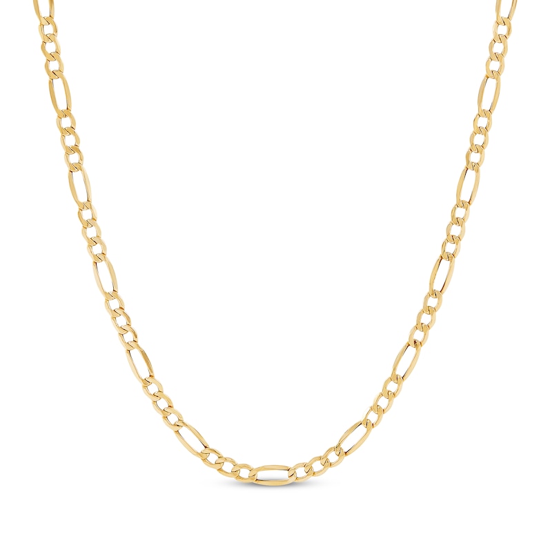 Main Image 1 of Figaro Chain Necklace 3.9mm Hollow 10K Yellow Gold 22&quot;