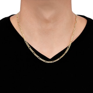 Hollow Figaro Chain Necklace 3.9mm 10K Yellow Gold 22