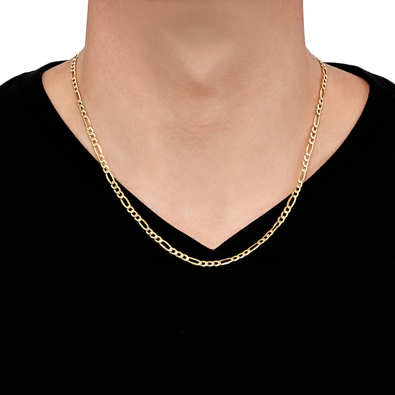 Main Image 4 of Figaro Chain Necklace 3.9mm Hollow 10K Yellow Gold 22&quot;