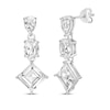 Thumbnail Image 1 of Pear-Shaped, Oval & Square-Cut White Lab-Created Sapphire Drop Earrings Sterling Silver
