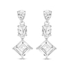 Thumbnail Image 2 of Pear-Shaped, Oval & Square-Cut White Lab-Created Sapphire Drop Earrings Sterling Silver