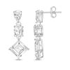 Thumbnail Image 3 of Pear-Shaped, Oval & Square-Cut White Lab-Created Sapphire Drop Earrings Sterling Silver