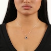 Thumbnail Image 4 of Rectangle-Cut Blue Lab-Created Sapphire & White Lab-Created Sapphire Necklace Sterling Silver 18&quot;