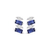Thumbnail Image 2 of Rectangle-Cut Blue Lab-Created Sapphire & Round-Cut White Lab-Created Sapphire Stud Earrings Sterling Silver