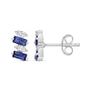Thumbnail Image 3 of Rectangle-Cut Blue Lab-Created Sapphire & Round-Cut White Lab-Created Sapphire Stud Earrings Sterling Silver