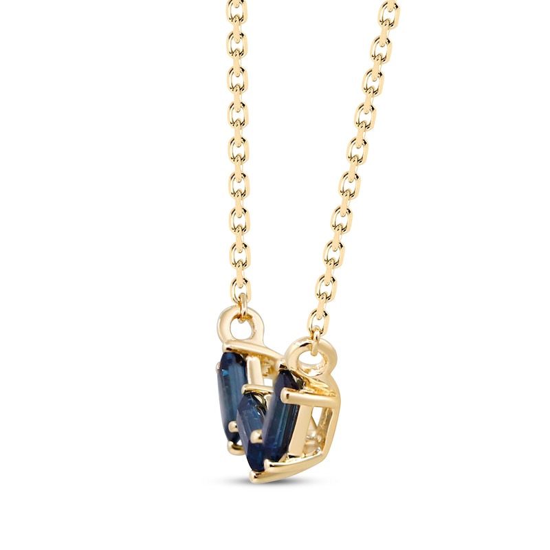 Main Image 2 of Baguette-Cut Blue Sapphire Trio Scatter Necklace 10K Yellow Gold