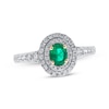 Thumbnail Image 1 of Oval-Cut Emerald & Diamond Halo Double Ring 1/2 ct tw 14K Two-Tone Gold