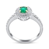 Thumbnail Image 3 of Oval-Cut Emerald & Diamond Halo Double Ring 1/2 ct tw 14K Two-Tone Gold