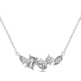 Pear, Octagon, Oval, Round & Marquise-Cut White Lab-Created Sapphire Scatter Necklace Sterling Silver 18"