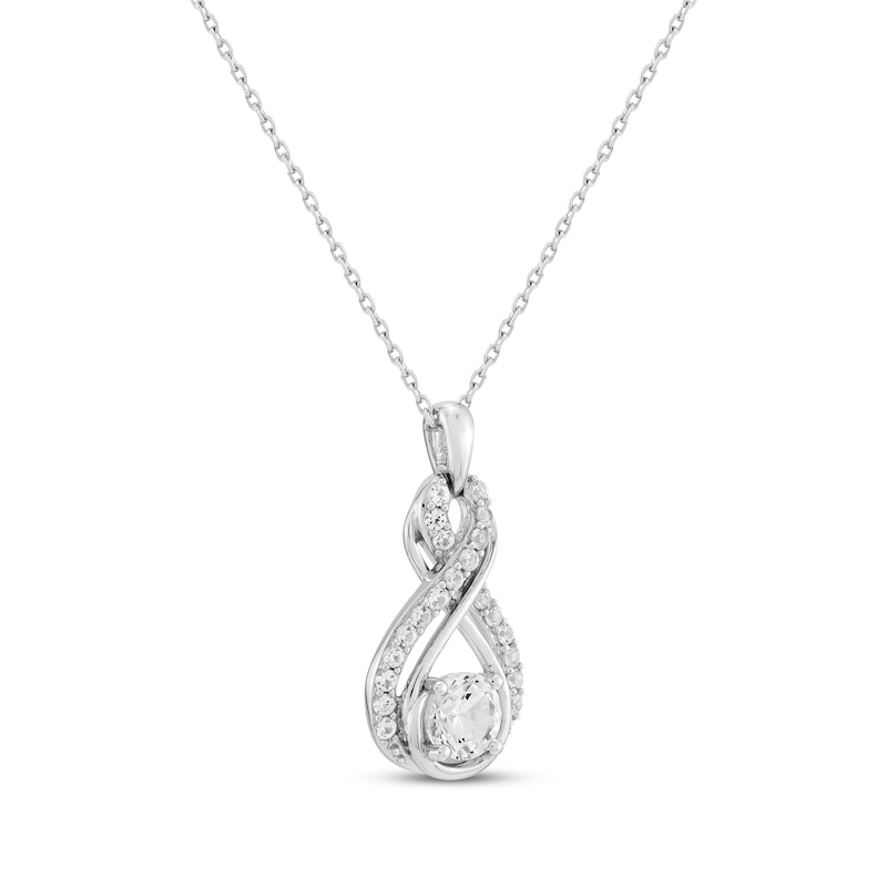 Main Image 2 of White Lab-Created Sapphire Double Infinity Necklace Sterling Silver 18&quot;