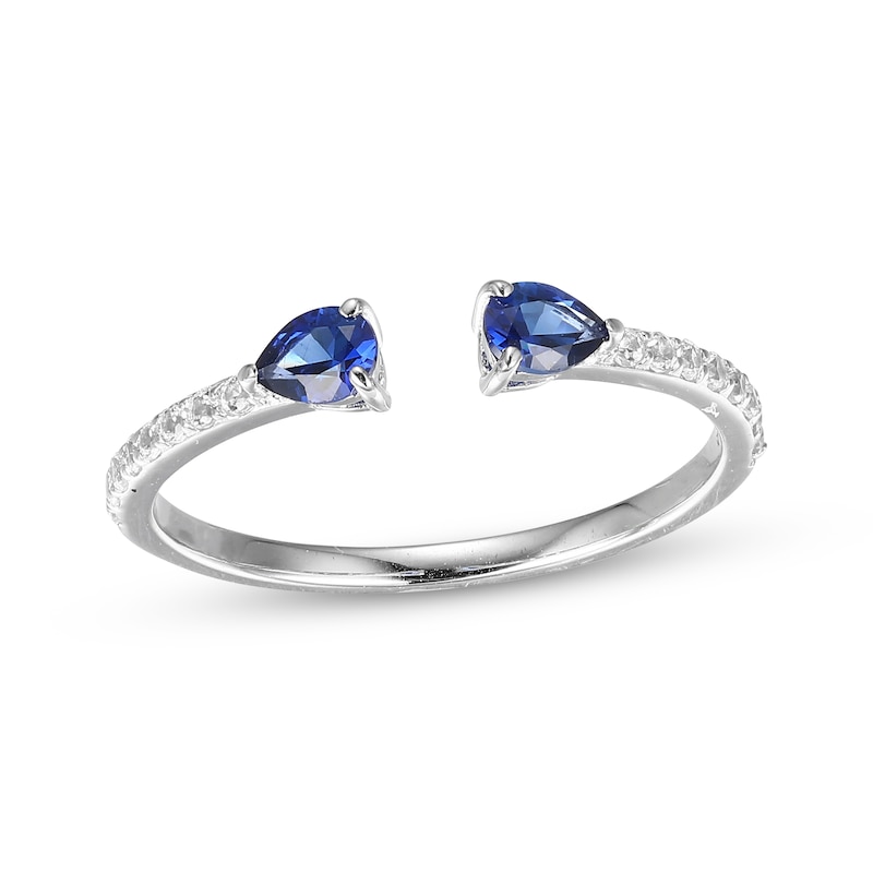 Pear-Shaped Blue Lab-Created Sapphire & White Lab-Created Sapphire ...