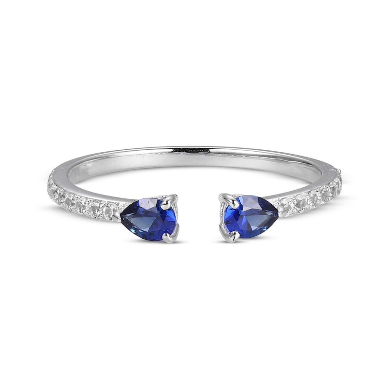 Main Image 3 of Pear-Shaped Blue Lab-Created Sapphire & White Lab-Created Sapphire Deconstructed Ring Sterling Silver