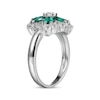 Thumbnail Image 2 of Oval-Cut Lab-Created Emerald & White Lab-Created Sapphire Flower Ring Sterling Silver