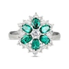 Thumbnail Image 3 of Oval-Cut Lab-Created Emerald & White Lab-Created Sapphire Flower Ring Sterling Silver