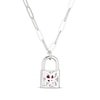 Thumbnail Image 2 of Heart-Shaped Lab-Created Ruby & White Lab-Created Sapphire Lock Necklace Sterling Silver 19"