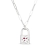 Thumbnail Image 3 of Heart-Shaped Lab-Created Ruby & White Lab-Created Sapphire Lock Necklace Sterling Silver 19&quot;