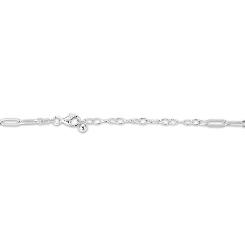 Main Image 4 of Heart-Shaped Lab-Created Ruby & White Lab-Created Sapphire Lock Necklace Sterling Silver 19&quot;