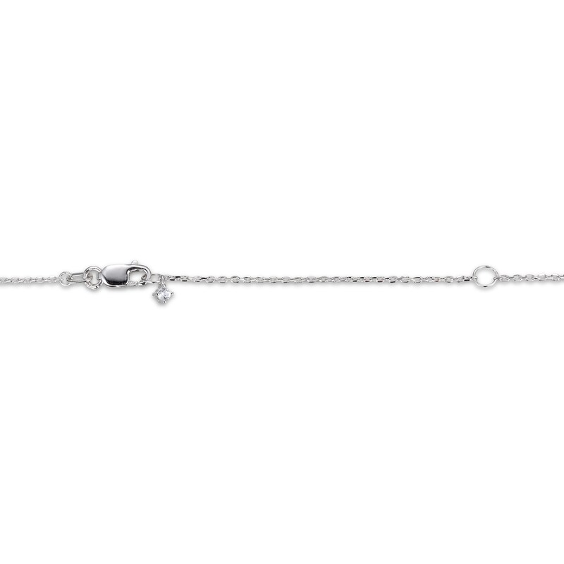 Main Image 4 of Baguette & Round-Cut White Lab-Created Sapphire Cluster Necklace Sterling Silver 18&quot;