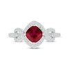 Thumbnail Image 4 of Cushion-Cut Lab-Created Ruby & Diamond 1/4 ct tw Twist Ring Sterling Silver